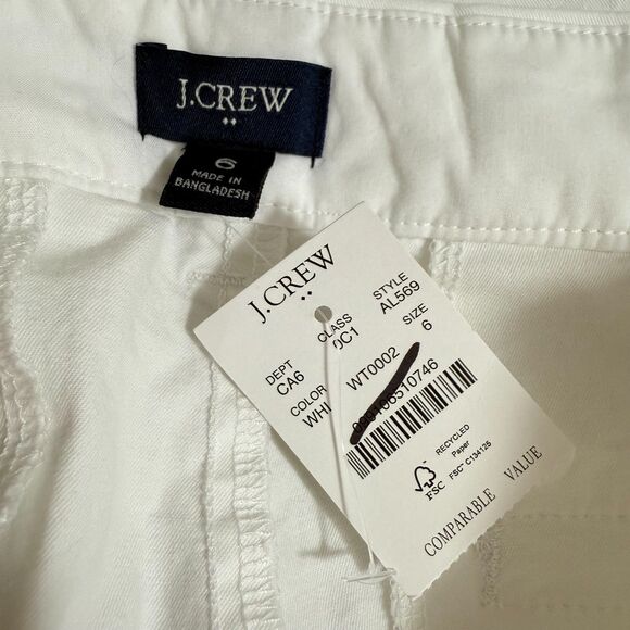 J.CREW 9” Frankie Bermuda Chino Short 6 White Slant Pockets Mid-Rise NWT B12 - Picture 5 of 6